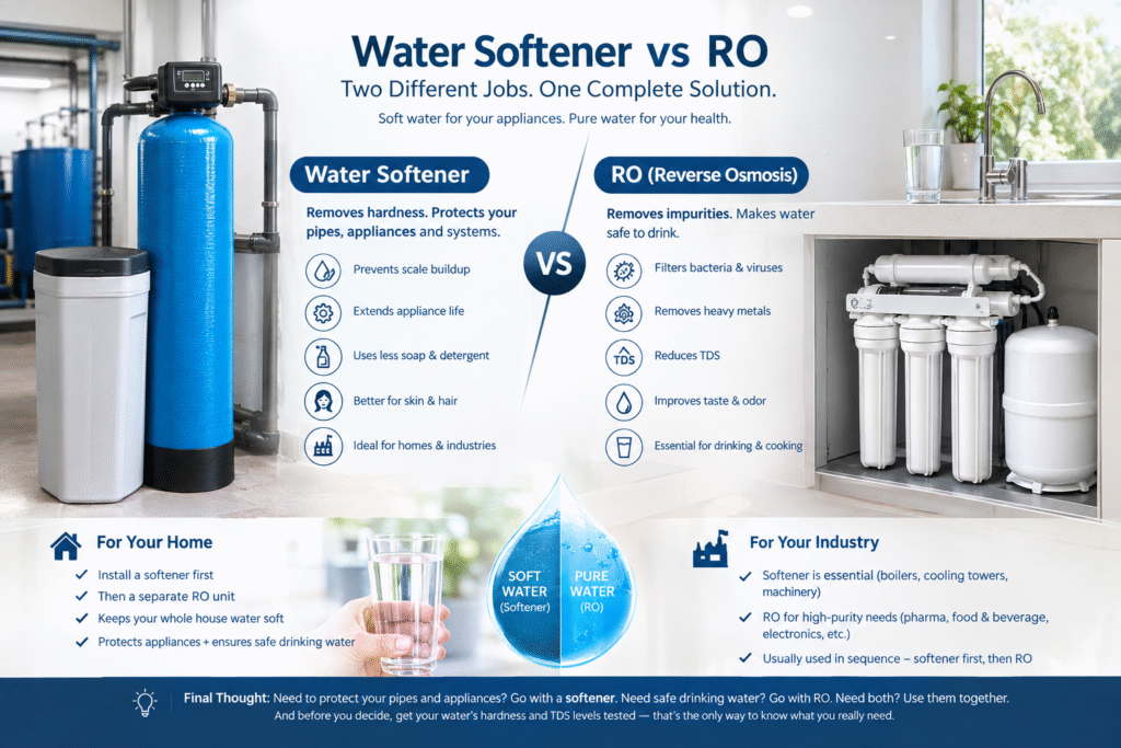 Water Softener vs RO: Which One Is Right For Your Home or Industry?