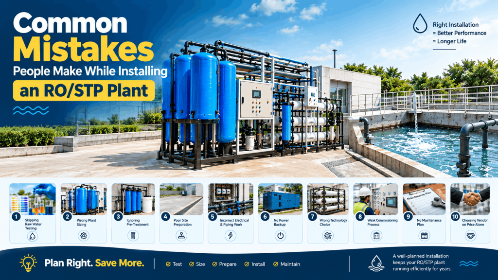 Common Mistakes People Make While Installing an RO/STP Plant